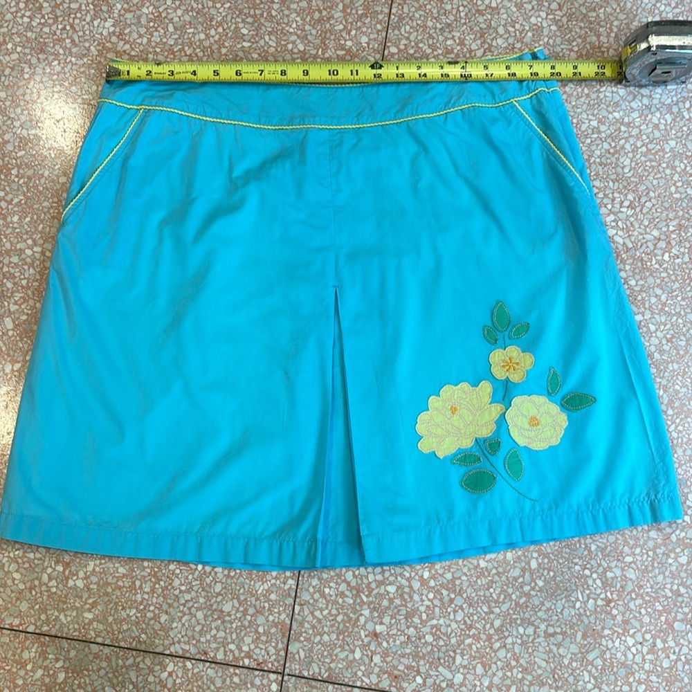 Vintage LLBean Cotton Skirt  Size 20 Blue Yellow Floral